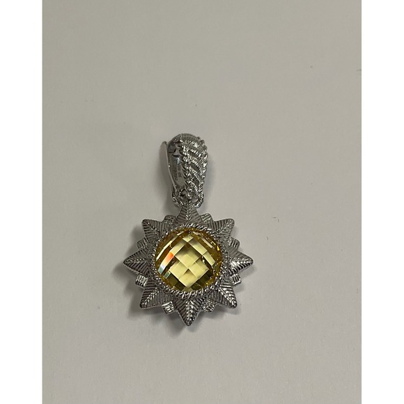 Judith Ripka Sterling Silver Citrine Sunburst Enhancer Pendant Yellow Starburst